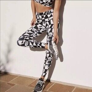 Anthropologie Dazey LA Black and White Hand Patterned Leggings Size XS